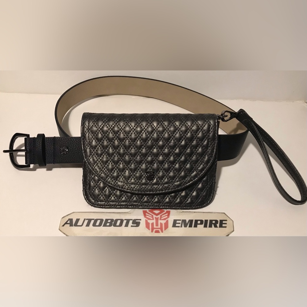 NWOT Vintage Vince Comuto Vegan Leather Belt Purse Fanny Pack Black Large 42 In